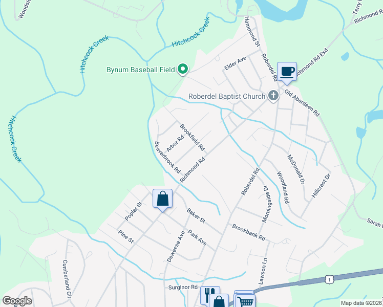 map of restaurants, bars, coffee shops, grocery stores, and more near 932 Montclair Avenue in Rockingham