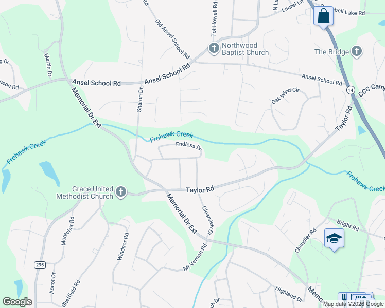 map of restaurants, bars, coffee shops, grocery stores, and more near 207 Endless Drive in Greer