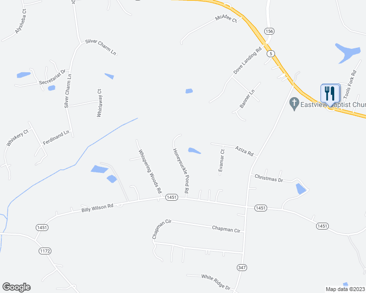 map of restaurants, bars, coffee shops, grocery stores, and more near 1550 Honeysuckle Pond Road in Rock Hill
