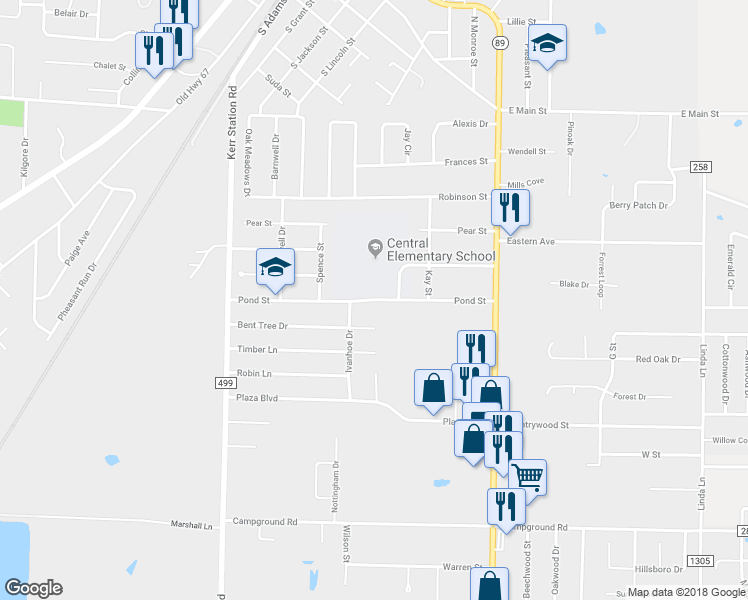 map of restaurants, bars, coffee shops, grocery stores, and more near 60 Pond Street in Cabot