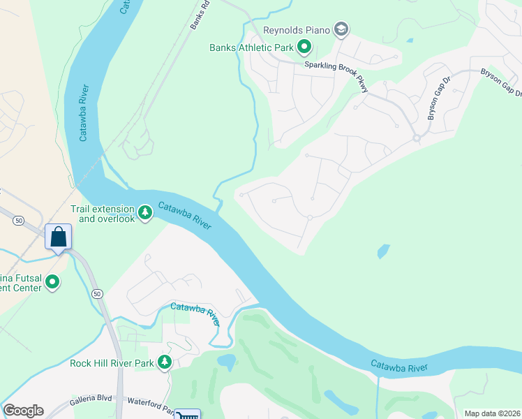 map of restaurants, bars, coffee shops, grocery stores, and more near 2164 Hanging Rock Road in Fort Mill