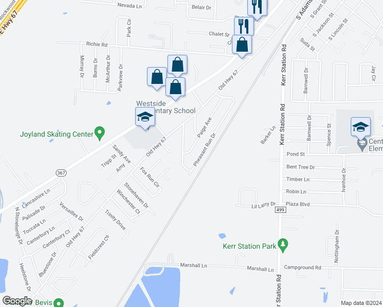 map of restaurants, bars, coffee shops, grocery stores, and more near 14 Paige Avenue in Cabot