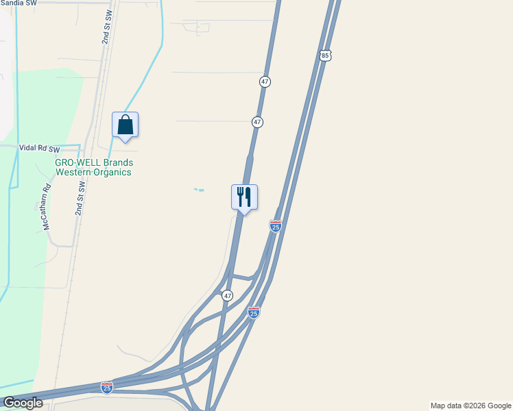 map of restaurants, bars, coffee shops, grocery stores, and more near 9216 Broadway Boulevard Southeast in Albuquerque