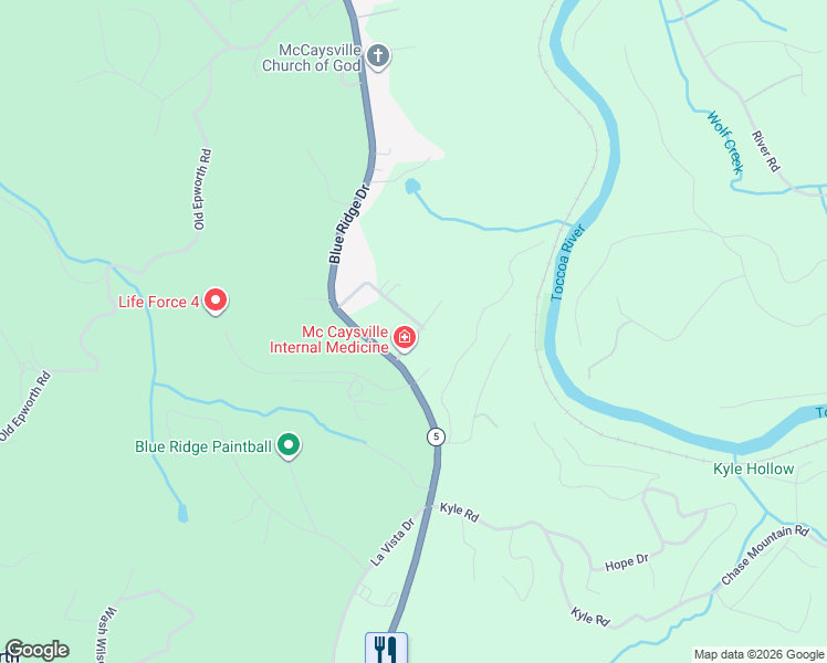 map of restaurants, bars, coffee shops, grocery stores, and more near 11 Elm Street in Blue Ridge