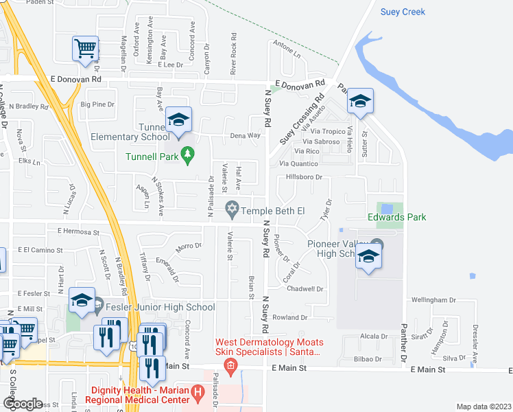 map of restaurants, bars, coffee shops, grocery stores, and more near 906 Brian Street in Santa Maria