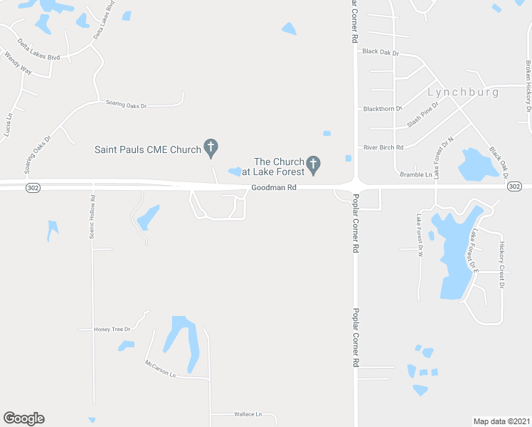 map of restaurants, bars, coffee shops, grocery stores, and more near 7303 Goodman Road in Walls