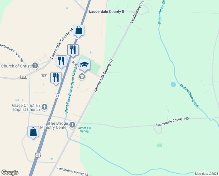 map of restaurants, bars, coffee shops, grocery stores, and more near 13698 County Road 47 in Florence