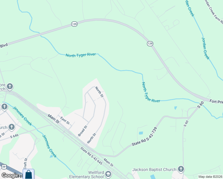 map of restaurants, bars, coffee shops, grocery stores, and more near 154 North Street in Wellford