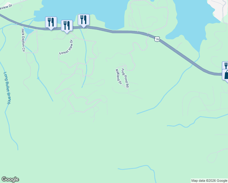 map of restaurants, bars, coffee shops, grocery stores, and more near Locust Trail in Hiawassee