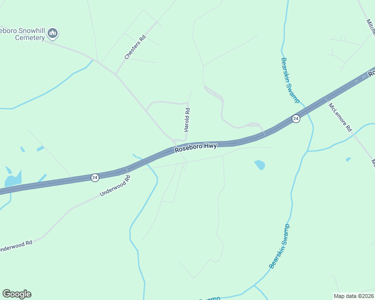 map of restaurants, bars, coffee shops, grocery stores, and more near 60 Harold Road in Roseboro