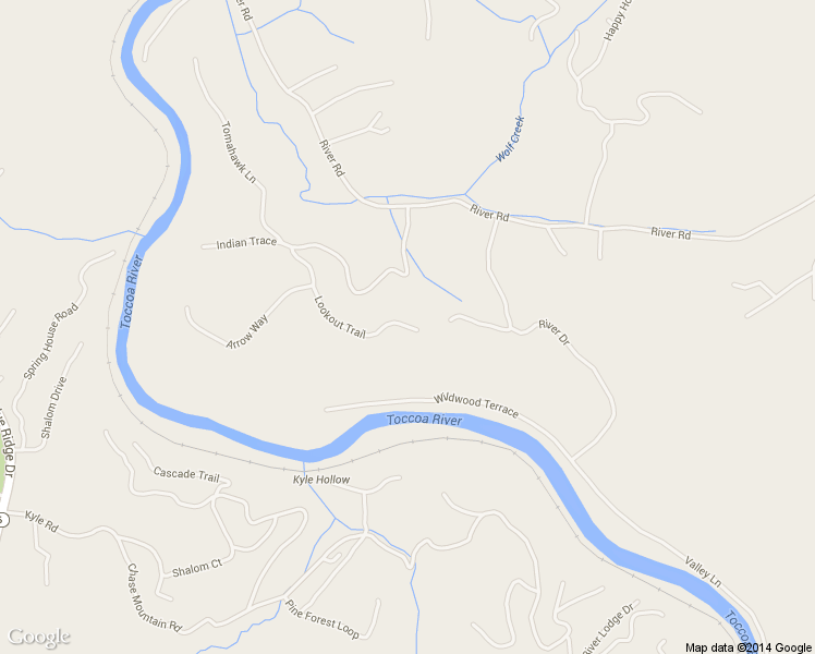 map of restaurants, bars, coffee shops, grocery stores, and more near 276 Lookout Trail in Mineral Bluff