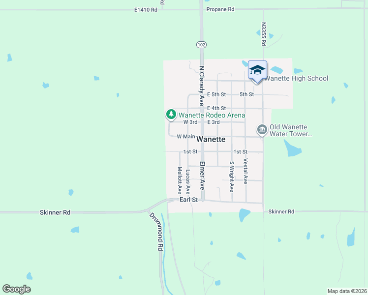 map of restaurants, bars, coffee shops, grocery stores, and more near 202 West 1st Street in Asher