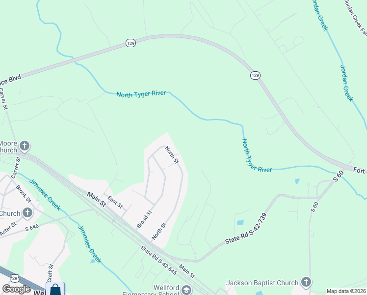 map of restaurants, bars, coffee shops, grocery stores, and more near 168 North Street in Wellford