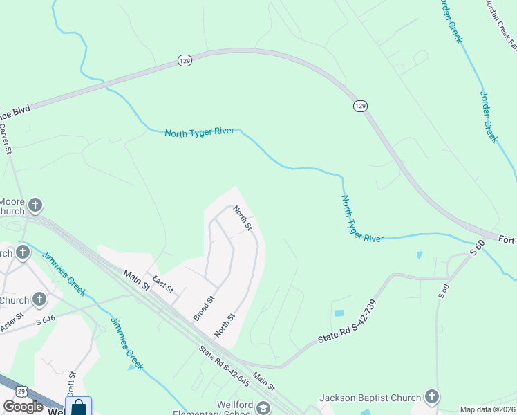map of restaurants, bars, coffee shops, grocery stores, and more near 168 North Street in Wellford