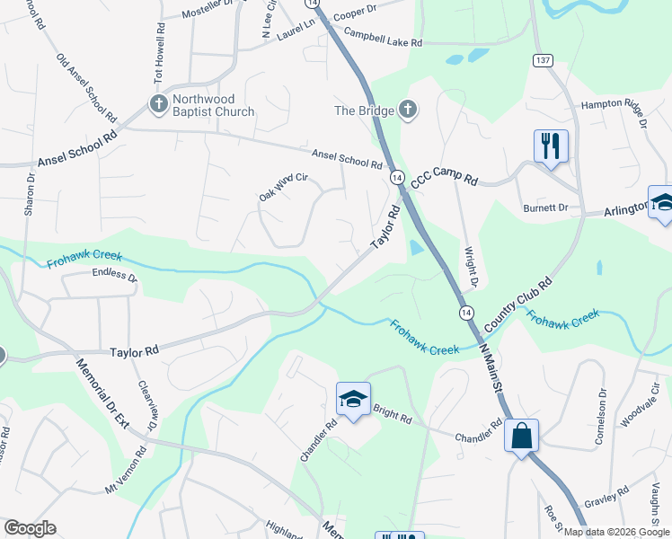 map of restaurants, bars, coffee shops, grocery stores, and more near 9 Wingbrook Court in Greer