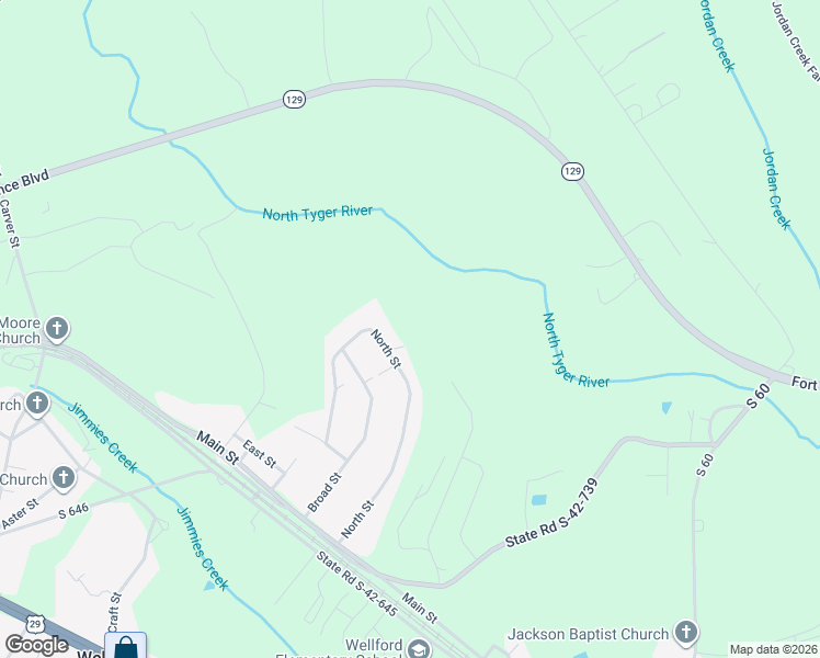 map of restaurants, bars, coffee shops, grocery stores, and more near 168 North Street in Wellford