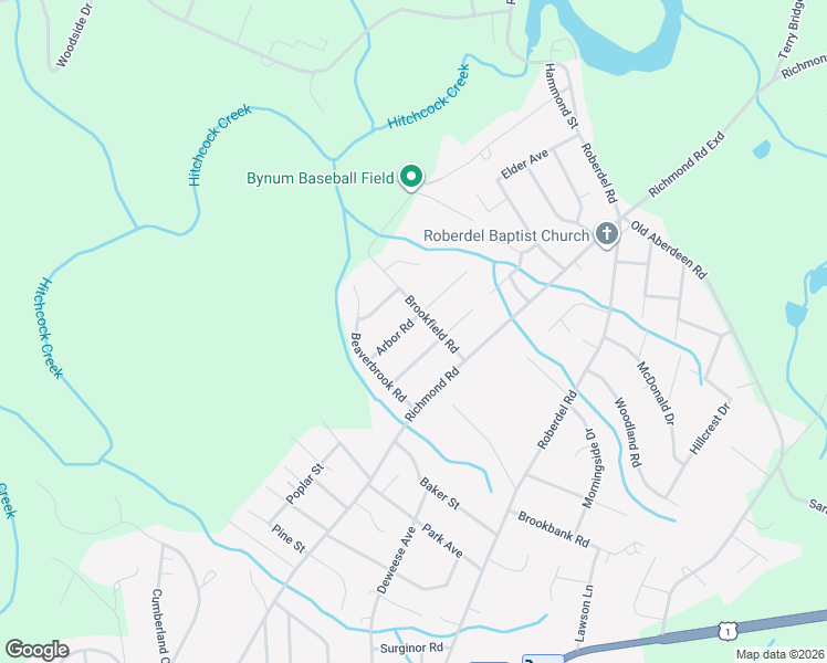 map of restaurants, bars, coffee shops, grocery stores, and more near 935 Arbor Road in Rockingham