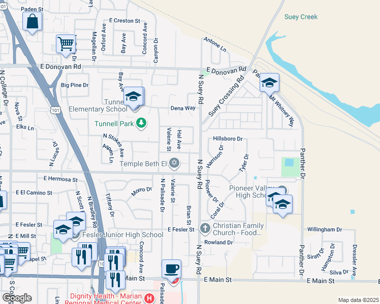 map of restaurants, bars, coffee shops, grocery stores, and more near 1528 Filamina Street in Santa Maria