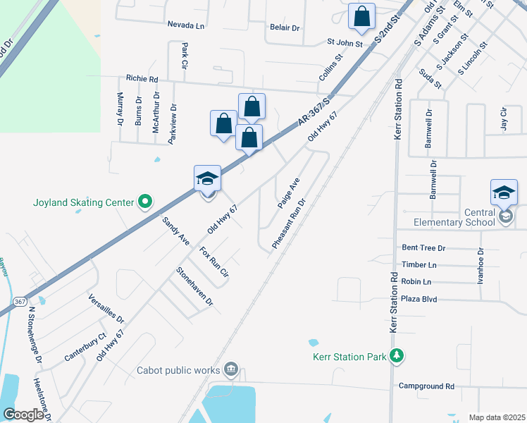 map of restaurants, bars, coffee shops, grocery stores, and more near 21 Pheasant Run Drive in Cabot