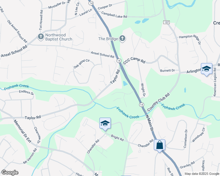 map of restaurants, bars, coffee shops, grocery stores, and more near 151 Taylor Road in Greer
