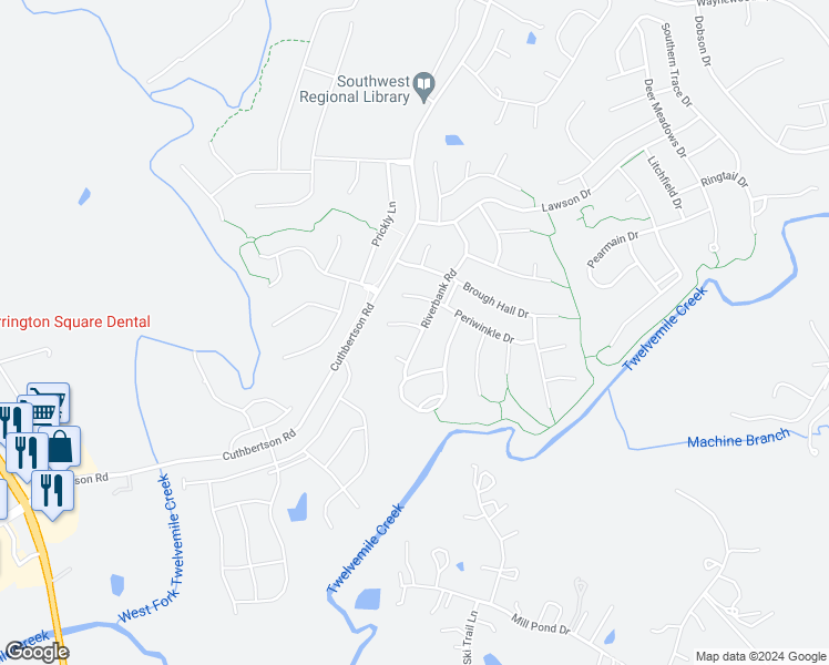 map of restaurants, bars, coffee shops, grocery stores, and more near 1120 Hoyle Lane in Waxhaw