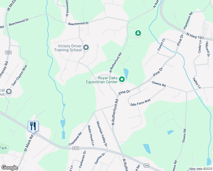 map of restaurants, bars, coffee shops, grocery stores, and more near 308 North Rutherford Road in Greer