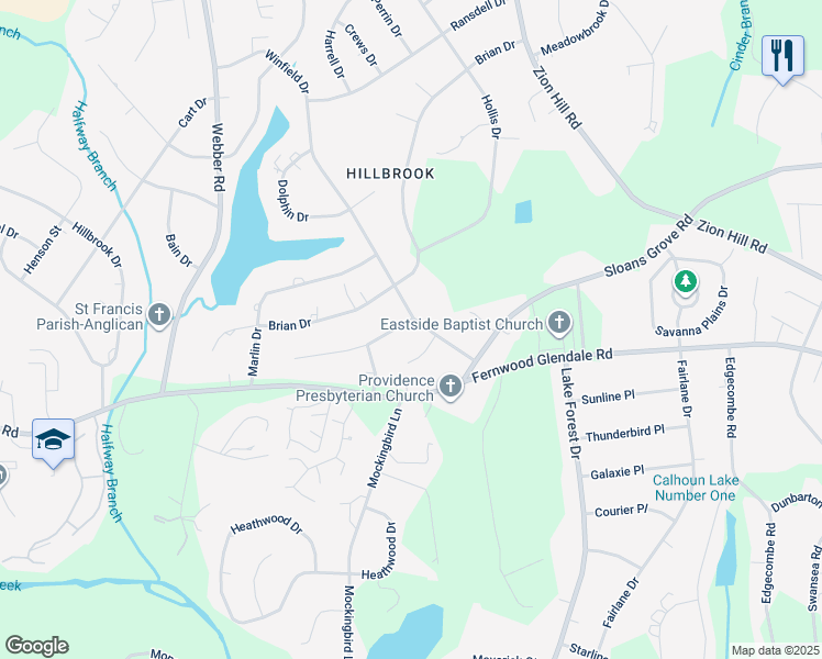 map of restaurants, bars, coffee shops, grocery stores, and more near 248 Winfield Drive in Spartanburg