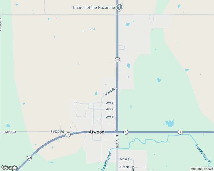map of restaurants, bars, coffee shops, grocery stores, and more near 4153 State Highway 48 in Atwood