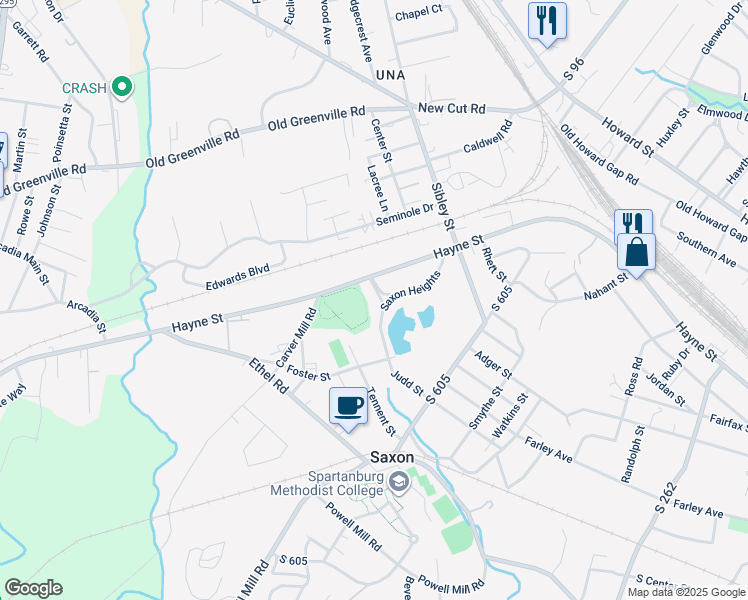 map of restaurants, bars, coffee shops, grocery stores, and more near 36 Saxon Heights in Spartanburg