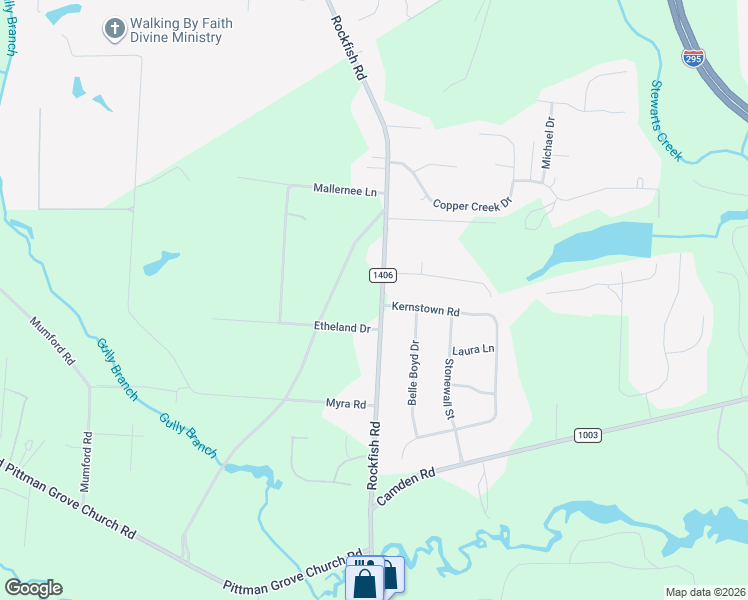 map of restaurants, bars, coffee shops, grocery stores, and more near 9803 Rockfish Road in Raeford