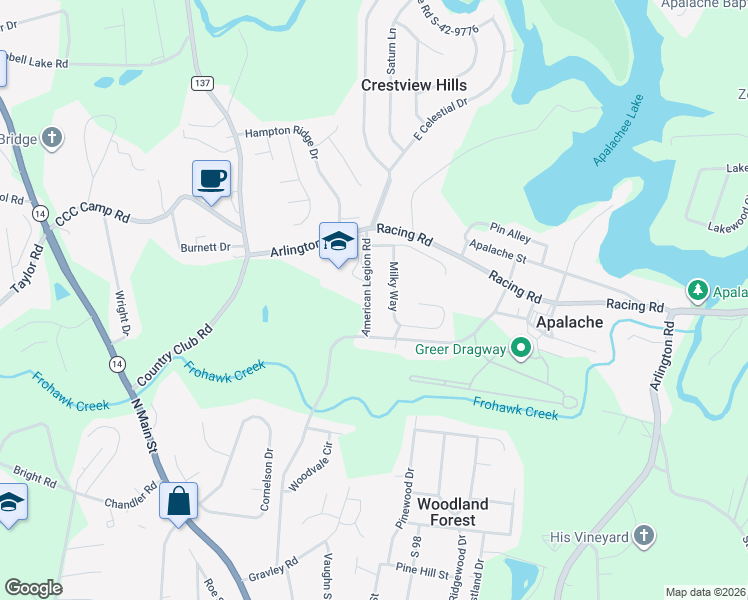 map of restaurants, bars, coffee shops, grocery stores, and more near 508 American Legion Road in Greer