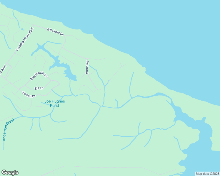 map of restaurants, bars, coffee shops, grocery stores, and more near 103 Hughes Lane in New Bern