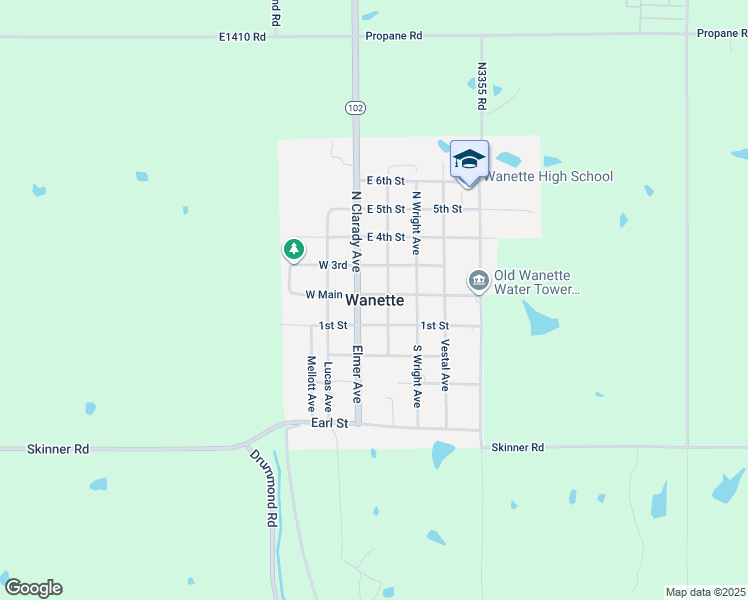 map of restaurants, bars, coffee shops, grocery stores, and more near in Wanette