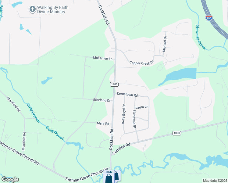 map of restaurants, bars, coffee shops, grocery stores, and more near 9803 Rockfish Road in Raeford