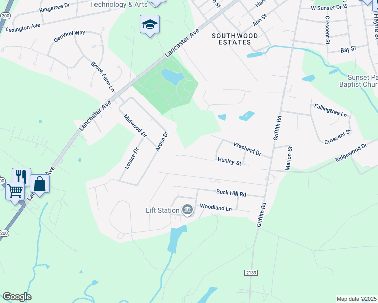 map of restaurants, bars, coffee shops, grocery stores, and more near 612 Hunley Street in Monroe