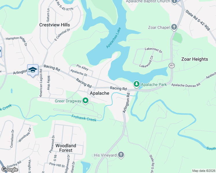 map of restaurants, bars, coffee shops, grocery stores, and more near 2336 Racing Road in Greer