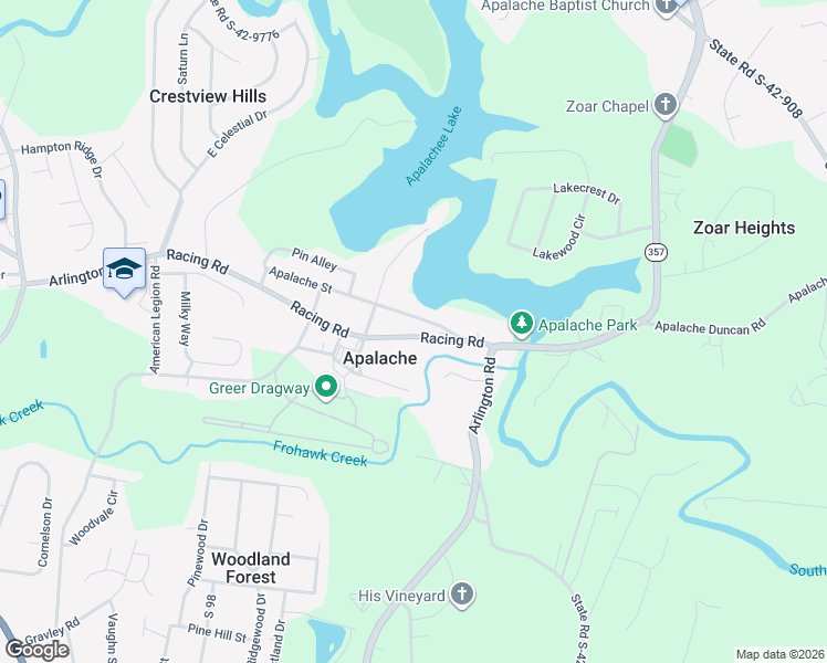 map of restaurants, bars, coffee shops, grocery stores, and more near 2336 Racing Road in Greer