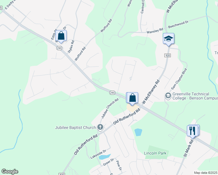 map of restaurants, bars, coffee shops, grocery stores, and more near 2710 Locust Hill Road in Taylors