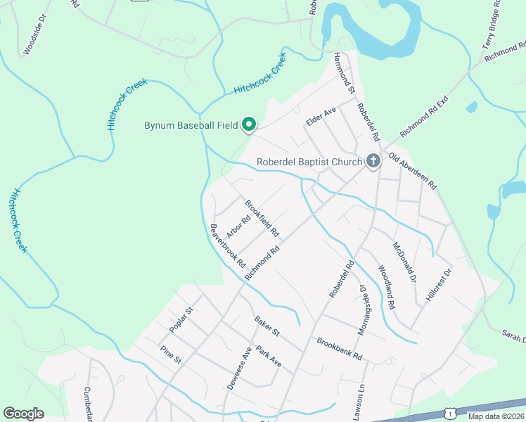 map of restaurants, bars, coffee shops, grocery stores, and more near 948 Arbor Road in Rockingham