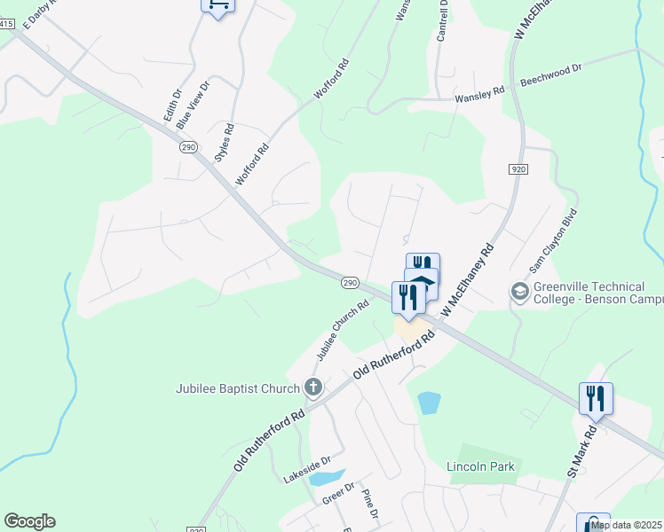 map of restaurants, bars, coffee shops, grocery stores, and more near 2710 Locust Hill Road in Taylors