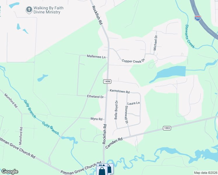 map of restaurants, bars, coffee shops, grocery stores, and more near 9803 Rockfish Road in Raeford