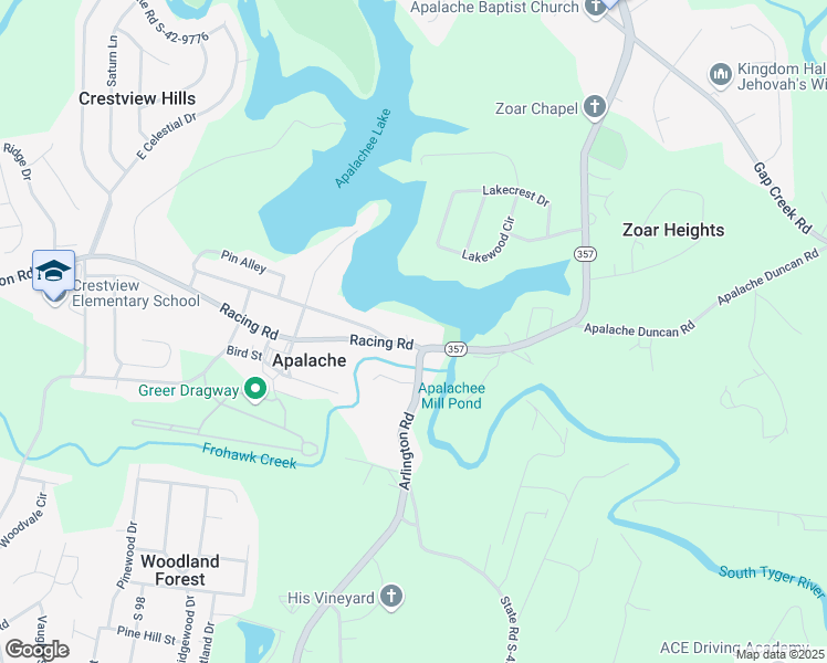 map of restaurants, bars, coffee shops, grocery stores, and more near 2200 Racing Road in Greer