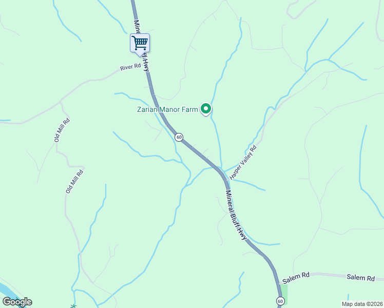 map of restaurants, bars, coffee shops, grocery stores, and more near 3890 Mineral Bluff Highway in Mineral Bluff