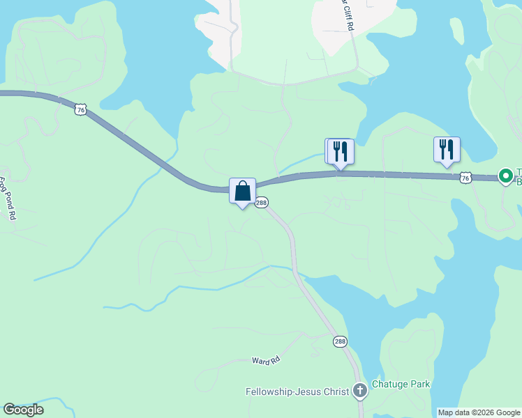 map of restaurants, bars, coffee shops, grocery stores, and more near 954 Village Road in Hiawassee