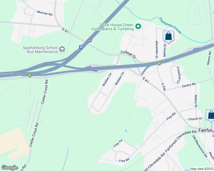map of restaurants, bars, coffee shops, grocery stores, and more near 184 Walden Circle in Spartanburg