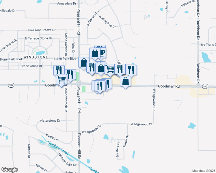 map of restaurants, bars, coffee shops, grocery stores, and more near 5227 Mississippi 302 in Olive Branch