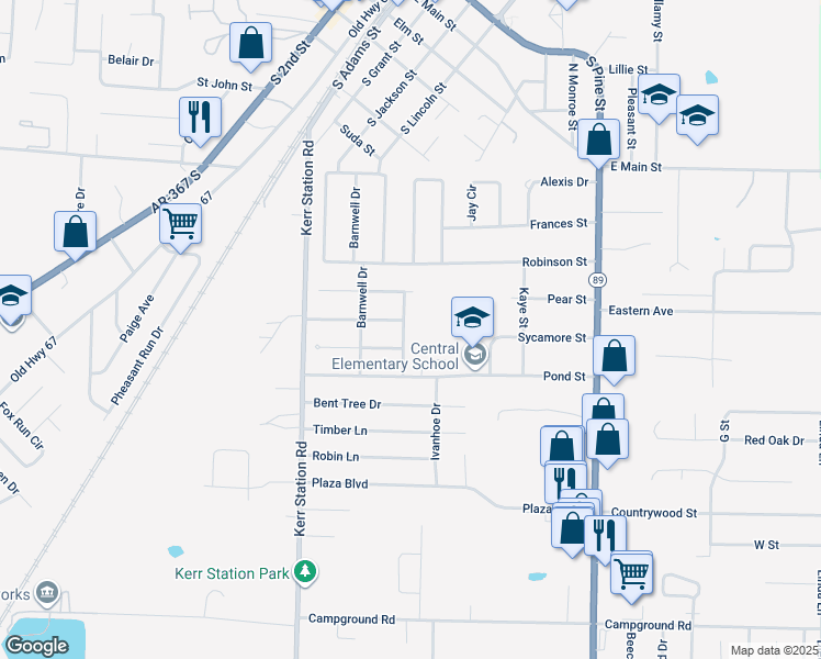 map of restaurants, bars, coffee shops, grocery stores, and more near 62 Sycamore Circle in Cabot
