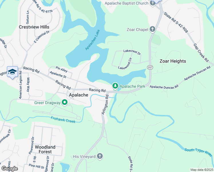 map of restaurants, bars, coffee shops, grocery stores, and more near 2200 Racing Road in Greer