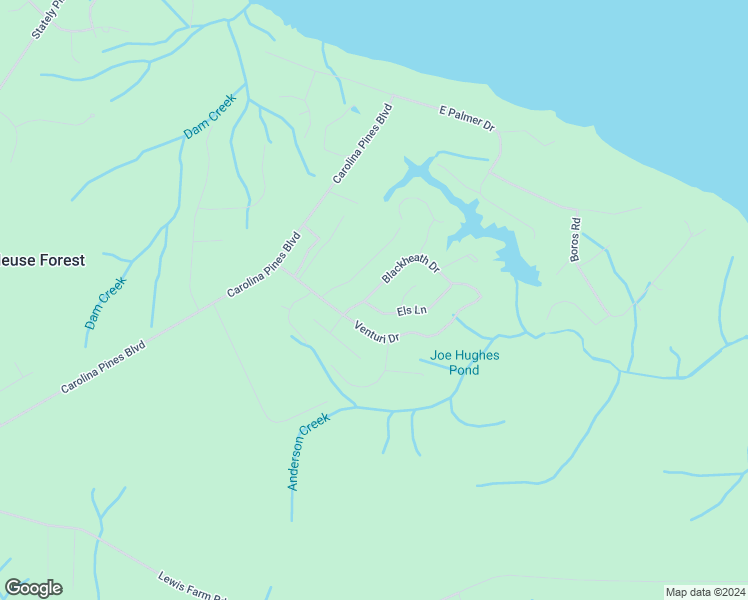 map of restaurants, bars, coffee shops, grocery stores, and more near 102 Blackheath Drive in New Bern