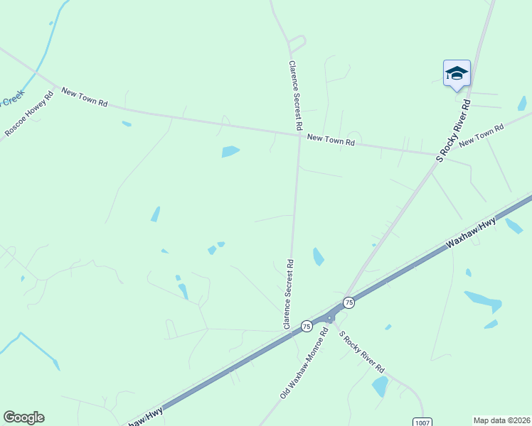 map of restaurants, bars, coffee shops, grocery stores, and more near 1320 Clarence Secrest Road in Monroe